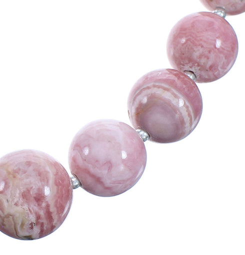 Genuine Sterling Silver Rhodochrosite Bead Necklace RX119192